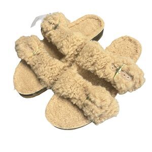 AUDEN Jane Two Band Buckle Slide Slippers Camel